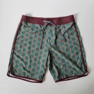 Prana Vintage Boardshort Swim Trunks 32 Jade Palapa Active Beach Cruise Travel